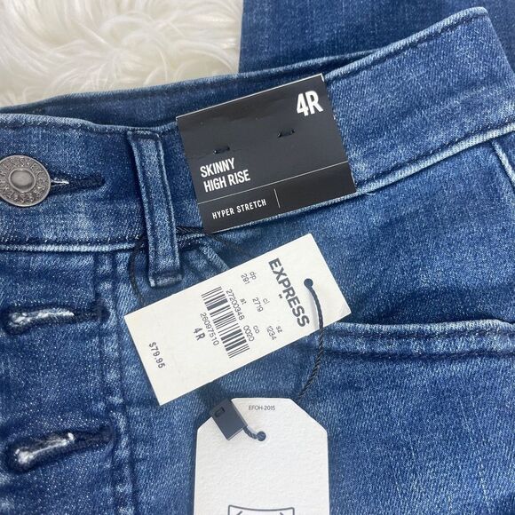 Express NWT Super Skinny Mid Rise Jeans Sz 4R - Picture 11 of 12